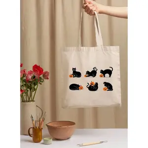 Wholesale Halloween Candy Tote Black Cat Tote Bag Halloween Gift for Cat Lover