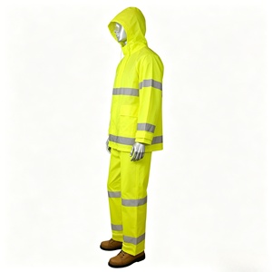 Combinaison de pluie haute visibilité de classe 3 ANSI, imperméable, en tissu Oxford réfléchissant, ensemble veste et pantalon de sécurité pour les travailleurs du bâtiment - Product Image 3