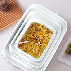 Casserole en céramique Poêles <span class=keywords><strong>à</strong></span> pain <span class=keywords><strong>Plat</strong></span> <span class=keywords><strong>à</strong></span> rôtir en grès Plats de cuisson Ensemble d'ustensiles de cuisson en céramique Ustensiles de cuisson rectangulaires - Product Image 4