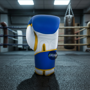 Gants de boxe en cuir à doigts entiers avec lacets, gants d'entraînement bleus, blancs, jaunes, couleurs personnalisées disponibles, gants de boxe - Product Image 3