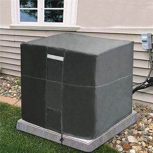Housse pour unité de climatisation extérieure 34x34x30 pouces, grise, double doublure, anti-poussière, imperméable, avec fermeture à cordon - Product Image 1