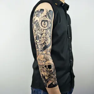 Высококачественные наклейки с большими цветами, тату для мужчин, крутой дизайн, временные татуировки на всю руку