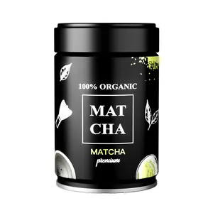 Label pribadi teh Matcha Grade seremonial organik kaleng kaleng teh hijau Matcha bubuk gaya Jepang
