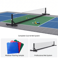 Kit de terrain de pickleball portable professionnel pour la maison et le jardin, avec dalles emboîtables en PP à lignes pré-marquées