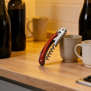 Tire-bouchon professionnel Uuhom, couteau de sommelier, ouvre-bouteille de vin et de bière, corps en acier inoxydable, manche en bois, cadeau promotionnel - Product Image 3