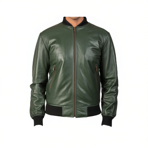 Mens Casual Italian Nappa Leather <b>Jacket</b> Classic Retro Streetwear Bomber Soft Vintage <b>Varsity</b> Leather <b>Jacket</b> OEM Wholesale - Product Image 1