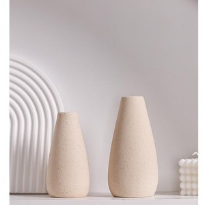 घरेलू शादी के लिए शैली न्यूनतम रचनात्मक फ्रॉस्टेड बेज सिरेमिक मिट्टी बरतन फूल - Product Image 5