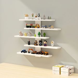 Wall Mounted Multi Tier Shelf 5 Layers No Drilling Required For Figurines Toys Storage - Product Image 1