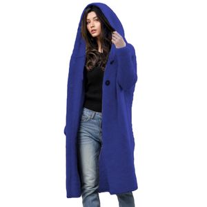 Dropshipping Solid Color Hooded Long Sleeve Sweater <b>Cardigan</b> Women Knit Fashion - Product Image 1