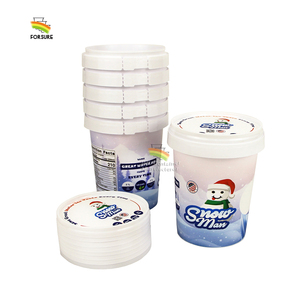 Bac à crème glacée de 530ml d'usine OEM tasse à yaourt PP de qualité alimentaire conteneur d'emballage alimentaire seau en plastique avec couvercle et couvercle inviolable - Product Image 1