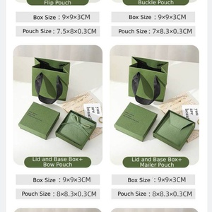 Custom logo Green Lid Base <b>Paper</b> Jewelry Box with Velvet Pouch Set | Custom Jewelry Packaging <b>Boxes</b> Bulk Wholesale - Product Image 4