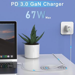 Qiouzw 67W USB C Tường Sạc 3-Port Gan Nhanh Chóng Khối Sạc Thay Thế Chức Năng Pd Cho MacBook Pro/Không Khí Cho iPhone Cho <span class=keywords><strong>Apple</strong></span> - Product Image 2