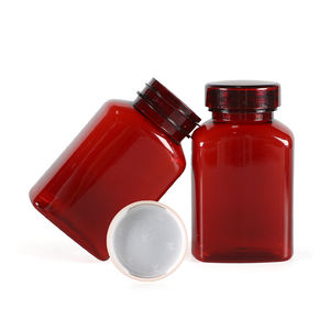 Custom Red Square PET Vitamin <b>Bottle</b> 5oz Transparent Glossy 34.5mm Wide Mouth Electroplate FDA Approved for Herbal Extracts - Product Image 3