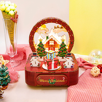 Caja Musical de Madera Navideña MB002 al por Mayor, Fácil de Montar, Adorno Musical en Miniatura para Nochebuena