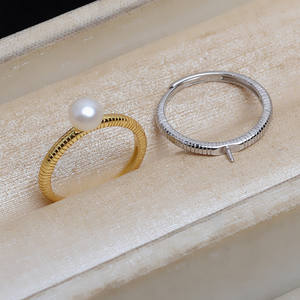 Bague ajustable en argent S925, design ouvert simple avec 6-8 perles, support d'accessoires, composants et trouvailles de bijoux - 5249 - Product Image 1