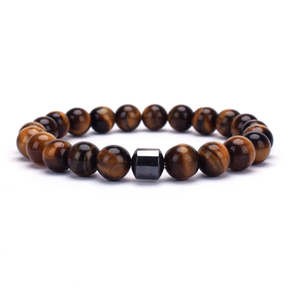Joyería de moda para mujer, Pulsera elástica de piedras preciosas naturales, Pulsera de cuentas de piedra de lapislázuli de ojo de tigre curativo para hombres y mujeres - Product Image 2