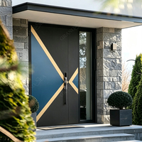 Pintu Masuk Aluminium Cor Modern Pola Stereo 3D Tahan Air Anti Karat untuk Penggunaan Luar Ruangan Villa
