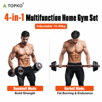 Ensemble d'haltères réglables TOPKO 4-en-1, 10-40 kg, haltères multifonctions pour la salle de sport à domicile