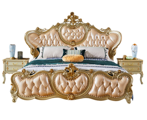 Lit double de luxe européen haut de gamme pour chambre principale, tout en bois massif et cuir, style français, grand lit de 1,8 mètre - Product Image 2