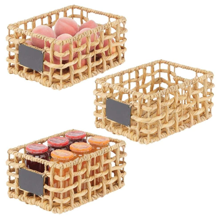 Изысканная прочная Бытовая Встроенная доска с этикеткой вода гиацинт открытая плетеная корзина для буфета