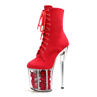 Discothèque 20cm Peep Toe Strip Pole Dance grande taille femmes à lacets noir plate-forme bottines 8 pouces gladiateur gothique Sexy fétiche