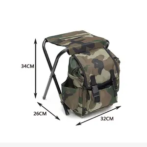 Outdoor Hiking Folding Sack Camping Fishing Chair Stool Backpack Picnic Bag