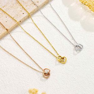 Colliers pendentifs cœur en acier inoxydable plaqué or, chaîne vague d'eau, unisexe, tendance mode, festival, vente chaude INS - Product Image 2