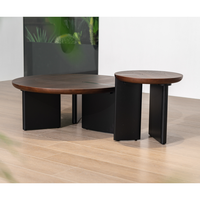 Ensemble de tables basses rondes créatives de style français, 0,9 m, en bois, pour salon, tables d'appoint minimalistes vintage, multifonctionnelles