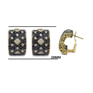 Fournisseur de bijoux de Hong Kong, qualité supérieure, vintage, or jaune 18 carats, diamants blancs et noirs naturels, boucles d'oreilles pour femmes, mariage - Product Image 2