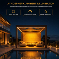 Pergola motorisée de luxe moderne 3x3m avec structure antirouille, toit à lames orientables, abri durable pour balcon et jardin nocturne