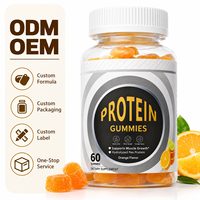 Gummies de protéines de pois hydrolysées saveur orange, à base de plantes, sans gluten, 60 unités, nutrition sportive, marque privée OEM