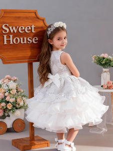 Vestido de niña para boda, estilo nuevo 2026, para verano, de 3 a 12 años, sin mangas, cuello redondo, lazo, tutú, rosa, cumpleaños, ODM - Product Image 3