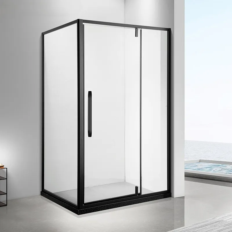 Premium özelleştirilebilir siyah dönen duş sineklikli kapı 304 paslanmaz çelik entegre duş odası