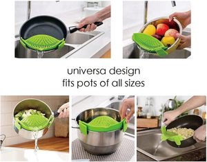 Smart Kitchen Clip-on Kitchen Heat Resistant Collapsible <b>Colander</b> for Pot Silicone Strainer - Product Image 2