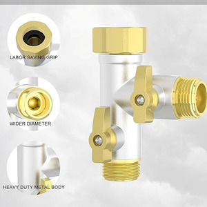Connecteur d'eau de jardin en Y, 1/2 pouce, en laiton forgé, durable, adaptateur de tuyau d'irrigation extérieur - Product Image 3