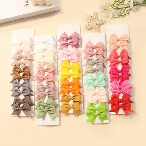 MIO red bow fashion hair clip colorful 10 pcs per set kids ribbon bowtie hairpins festival party decoration vintage toddler clip