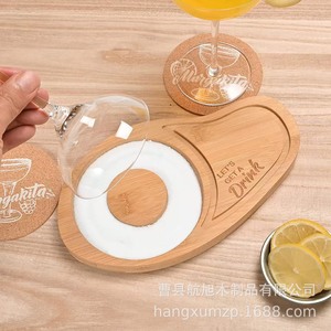 Plato de madera Hangxu para sal con azucarero, herramienta de bar para cócteles, bandeja de madera maciza reutilizable, diámetro superior a 10 cm - Product Image 4