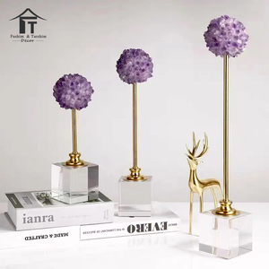 Pièces de décoration <span class=keywords><strong>tendance</strong></span> pour le salon, ornements créatifs en pierre de cristal naturelle et en cuivre, décoration intérieure moderne - Product Image 2