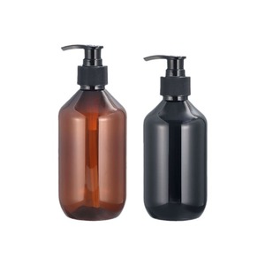 Botella de vidrio marrón Minnie de 400 ml con bomba, envase cosmético recargable para loción, champú y gel de ducha - Product Image 4