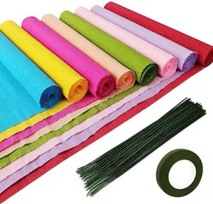 Factory high quality beautiful coloured flower wrapping roll decoration crepe paper