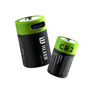IILEER 1036mWh <b>CR2</b> Rechargeable 3.7V 280mAh 1200 Cycles High Rate Discharge Cylindrical <b>Lithium</b> Ion <b>Battery</b> Pack 1200 Cycles - Product Image 1
