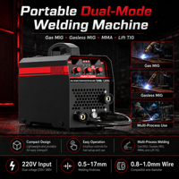 Nueva Soldadora 3 en 1 Portátil 220V Inverter IGBT MIG Sin Gas MMA TIG Lift Compacta DNB1200 para Taller y Hogar CE