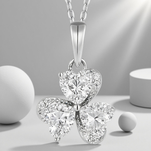 Bán Buôn Moissanite Mặt Dây Chuyền Của Phụ Nữ Dễ Thương Clover Hình Trái Tim Moissanite Thiết Kế Thích Hợp Cho Đám Cưới Và Đính Hôn Vòng Cổ - Product Image 6