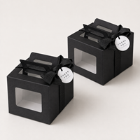 Boîte à gâteau carrée noire avec logo personnalisé, fenêtre transparente, 4/6/8 pouces, boîtes d'emballage pour gâteaux mousse