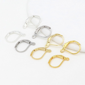 18K gold-plated copper small <b>earrings</b>, D-shaped copper French <b>hook</b>, 14K gold-plated <b>earrings</b>, handmade <b>earrings</b>, material A35. - Product Image 2