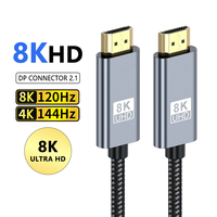 Câble vidéo tressé DP 8K/4K 60Hz/120Hz 3D HDR PD 2.1 pour HDTV, home cinéma, ordinateur et moniteur, mâle-mâle, 1M/2M/3M