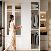 Armoire en bois durable de couleur crème personnalisable, style moderne minimaliste pour chambre à coucher, dressing, hôtel, salon