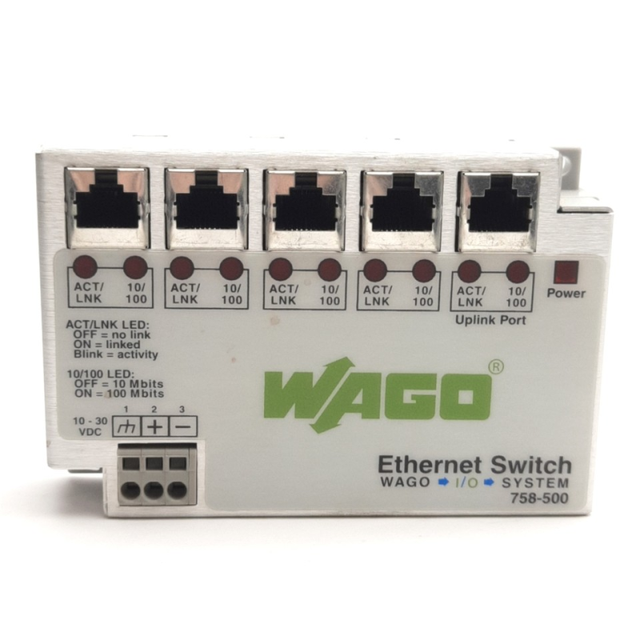 New Original 758-500 Ethernet Switch I/O System 5-Ports RJ-45, 30V DC 70 MA, DIN Rail PLC Controller