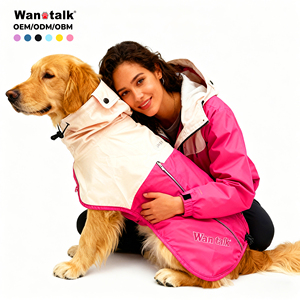 새로운 디자인 고품질 야외 반사 방수 강아지 우비 대비 색상 맞춤 로고 애완동물 옷 코트 - Product Image 1