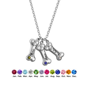 Collar de Acero Inoxidable Personalizado TD con Hueso de Perro 3D, Grabado con Piedra de Nacimiento de 12 Meses, Joyería Conmemorativa para Mascotas, Personalización de Una Pieza - Product Image 5